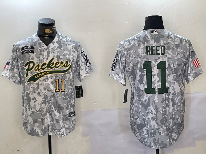 Men's Green Bay Packers #11 Jayden Reed 2024 Arctic Camo Salute To Service Stitched Baseball Jersey 1