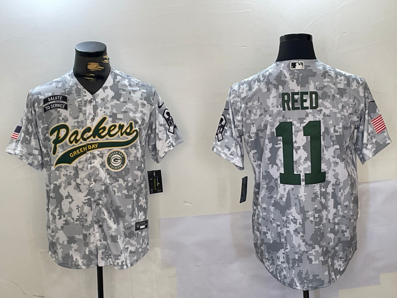 Men's Green Bay Packers #11 Jayden Reed 2024 Arctic Camo Salute To Service Stitched Baseball Jersey 2