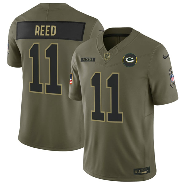 Men's Green Bay Packers #11 Jayden Reed Olive 2025 F.U.S.E. Salute to Service Limited Stitched Football Jersey Men's Green Bay Packers #11 Jayden Reed Olive 2025 F.U.S.E. Salute to Service Limited Stitched Football Jersey
