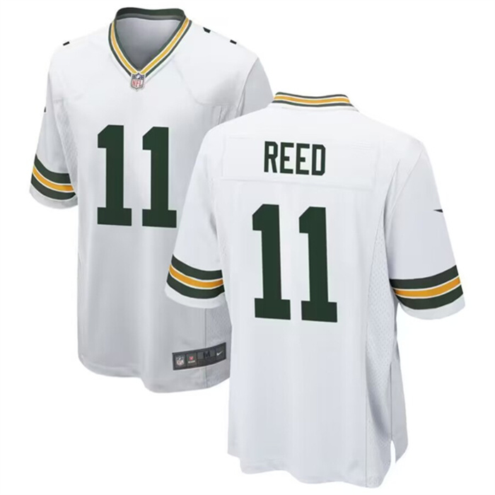 Men's Green Bay Packers #11 Jayden Reed White Stitched Game Jersey Men's Green Bay Packers #11 Jayden Reed White Stitched Game Jersey