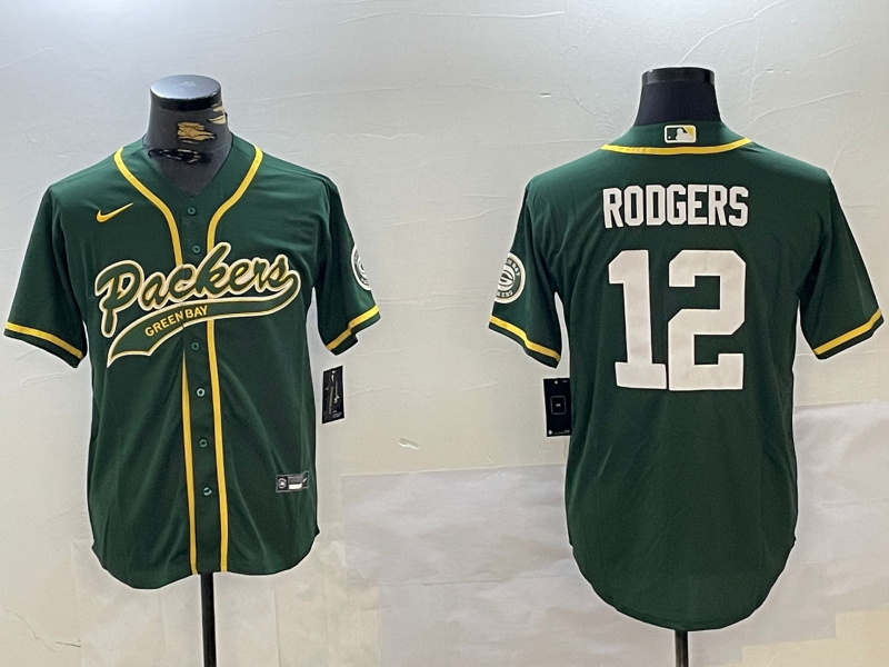 Men's Green Bay Packers #12 Aaron Rodgers Green Cool Base Stitched Baseball Jersey 1 Men's Green Bay Packers #12 Aaron Rodgers Green Cool Base Stitched Baseball Jersey 1