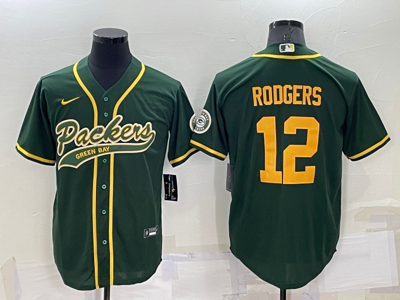 Men's Green Bay Packers #12 Aaron Rodgers Green Cool Base Stitched Baseball Jersey Men's Green Bay Packers #12 Aaron Rodgers Green Cool Base Stitched Baseball Jersey