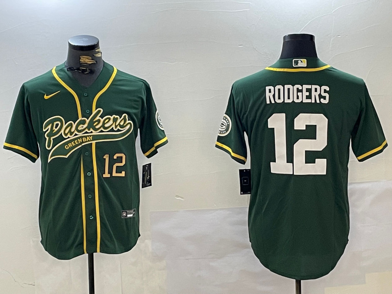 Men's Green Bay Packers #12 Aaron Rodgers Green Cool Base Stitched Baseball Jersey 3 Men's Green Bay Packers #12 Aaron Rodgers Green Cool Base Stitched Baseball Jersey 3