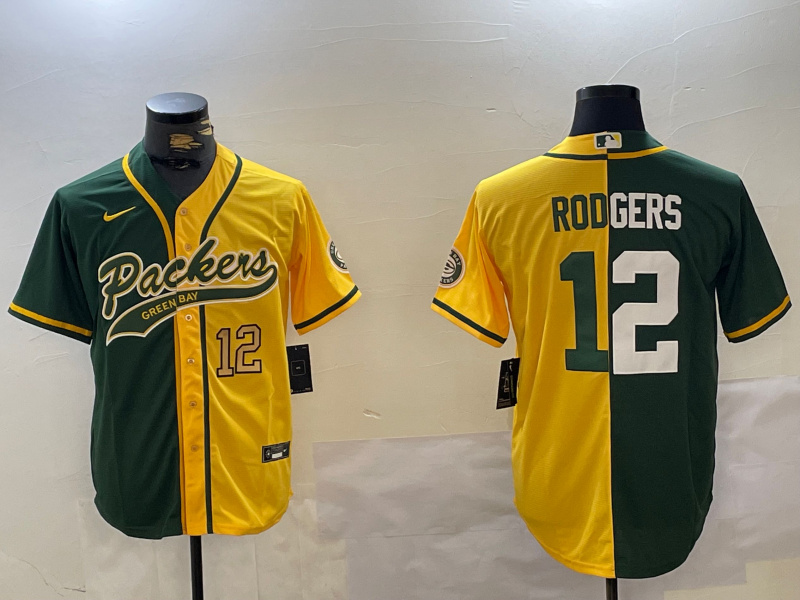Men's Green Bay Packers #12 Aaron Rodgers Green Cool Base Stitched Baseball Jersey 9 Men's Green Bay Packers #12 Aaron Rodgers Green Cool Base Stitched Baseball Jersey 9