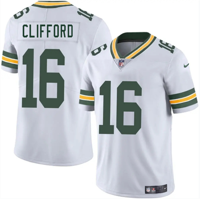 Men's Green Bay Packers #16 Sean Clifford White 2025 Vapor Untouchable Limited Stitched Jersey