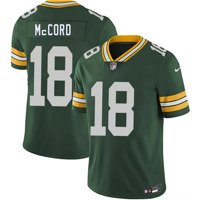 Men's Green Bay Packers #18 Kyle McCord Green 2026 Vapor Untouchable Limited Stitched Football Jersey Men's Green Bay Packers #18 Kyle McCord Green 2026 Vapor Untouchable Limited Stitched Football Jersey