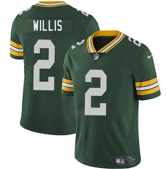 Men's Green Bay Packers #2 Malik Willis Green Vapor Limited Stitched Football Jersey Men's Green Bay Packers #2 Malik Willis Green Vapor Limited Stitched Football Jersey