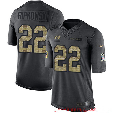 Men's Green Bay Packers #22 Aaron Ripkowski Black Anthracite 2016 Salute To Service Stitched NFL Nike Limited Jersey Men's Green Bay Packers #22 Aaron Ripkowski Black Anthracite 2016 Salute To Service Stitched NFL Nike Limited Jersey