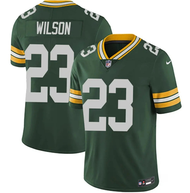 Men's Green Bay Packers #23 Emanuel Wilson Green 2025 Vapor Untouchable Limited Stitched Football Jersey Men's Green Bay Packers #23 Emanuel Wilson Green 2025 Vapor Untouchable Limited Stitched Football Jersey