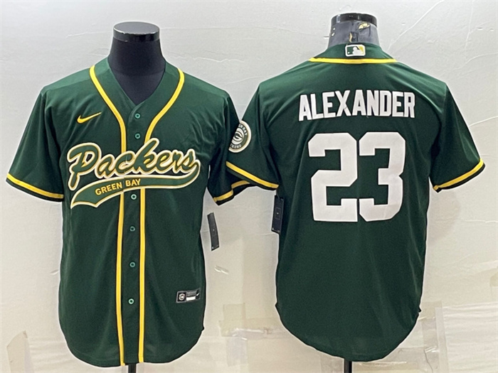 Men's Green Bay Packers #23 Jaire Alexander Green With Patch Cool Base Stitched Baseball Jersey Men's Green Bay Packers #23 Jaire Alexander Green With Patch Cool Base Stitched Baseball Jersey