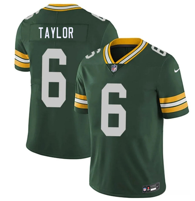 Men's Green Bay Packers #6 Tyrod Taylor Green 2026 Vapor Untouchable Limited Stitched Football Jersey Men's Green Bay Packers #6 Tyrod Taylor Green 2026 Vapor Untouchable Limited Stitched Football Jersey