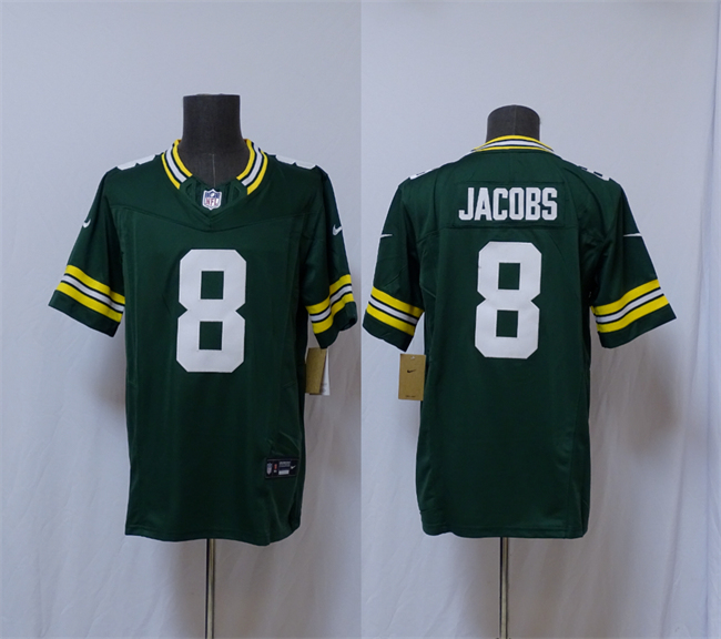Men's Green Bay Packers #8 Josh Jacobs Green Vapor 2025 F.U.S.E. Limited Stitched Football Jersey Men's Green Bay Packers #8 Josh Jacobs Green Vapor 2025 F.U.S.E. Limited Stitched Football Jersey
