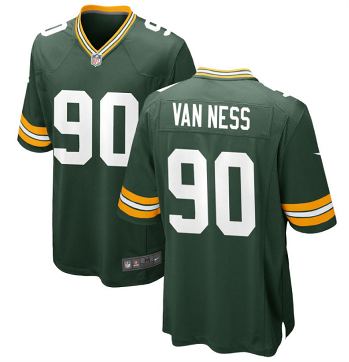 Men's Green Bay Packers #90 Lukas Van Ness Green Stitched Game Jersey Men's Green Bay Packers #90 Lukas Van Ness Green Stitched Game Jersey