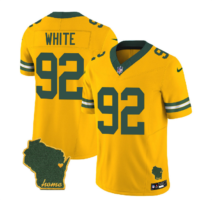 Men's Green Bay Packers #92 Reggie White Gold 2023 F.U.S.E. Home Patch Vapor Untouchable Limited Stitched Jersey Men's Green Bay Packers #92 Reggie White Gold 2023 F.U.S.E. Home Patch Vapor Untouchable Limited Stitched Jersey