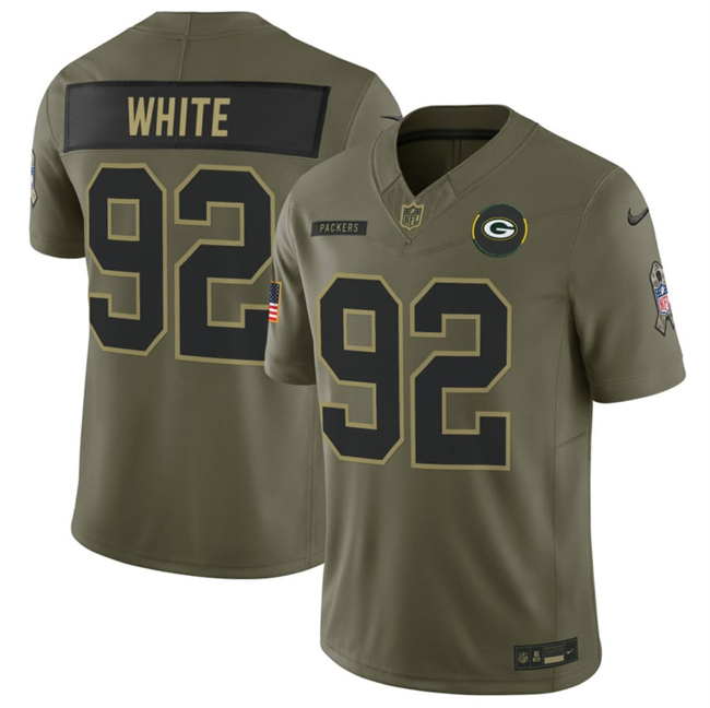Men's Green Bay Packers #92 Reggie White Olive 2025 F.U.S.E. Salute to Service Limited Stitched Football Jersey Men's Green Bay Packers #92 Reggie White Olive 2025 F.U.S.E. Salute to Service Limited Stitched Football Jersey