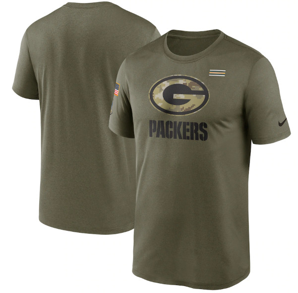 Men's Green Bay Packers 2021 Olive Salute To Service Legend Performance T-Shirt Men's Green Bay Packers 2021 Olive Salute To Service Legend Performance T-Shirt