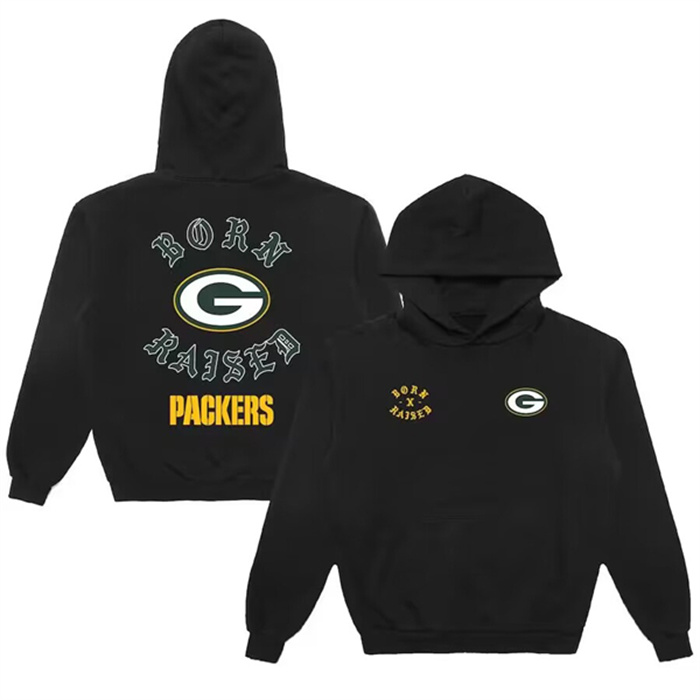 Men's Green Bay Packers Black Born X Raised Unisex Pullover Hoodie Men's Green Bay Packers Black Born X Raised Unisex Pullover Hoodie