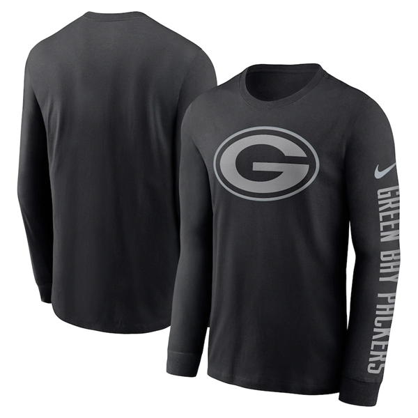Men's Green Bay Packers Black Long Sleeve T-Shirt Men's Green Bay Packers Black Long Sleeve T-Shirt