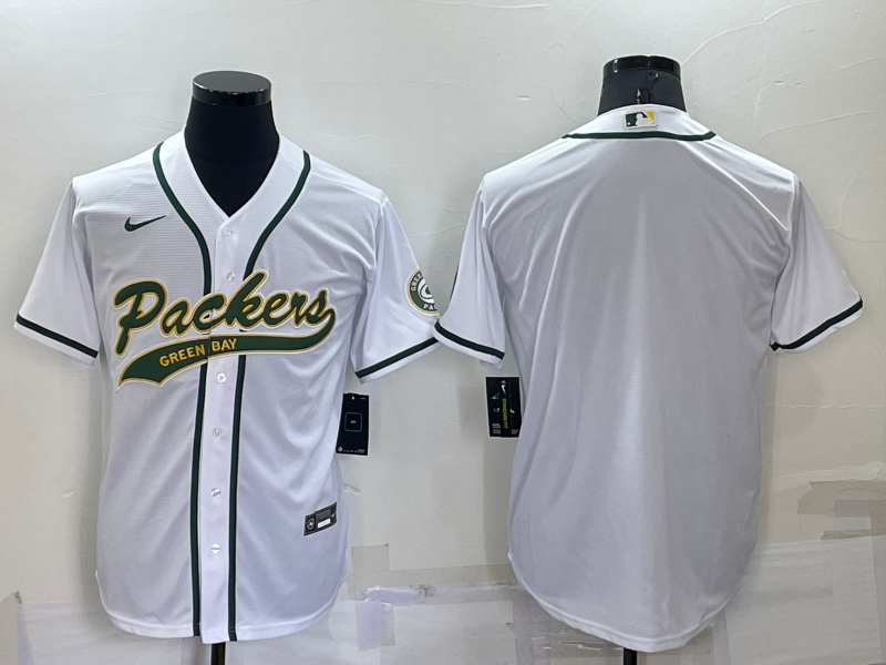 Men's Green Bay Packers Blank White Cool Base Stitched Baseball Jersey Men's Green Bay Packers Blank White Cool Base Stitched Baseball Jersey