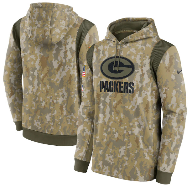 Men's Green Bay Packers Camo 2021 Salute To Service Therma Performance Pullover Hoodie Men's Green Bay Packers Camo 2021 Salute To Service Therma Performance Pullover Hoodie