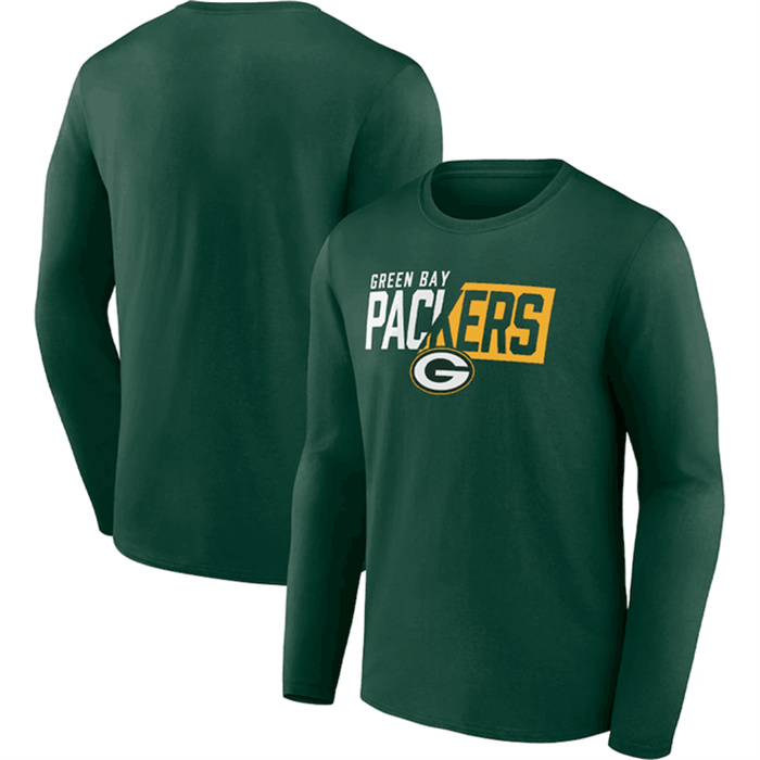 Men's Green Bay Packers Green One Two Long Sleeve T-Shirt Men's Green Bay Packers Green One Two Long Sleeve T-Shirt