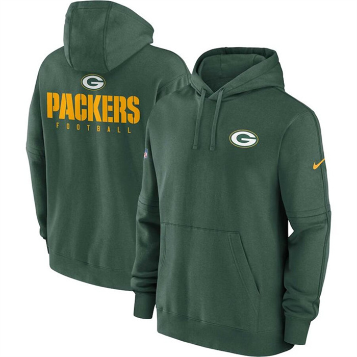 Men's Green Bay Packers Green Sideline Club Fleece Pullover Hoodie Men's Green Bay Packers Green Sideline Club Fleece Pullover Hoodie