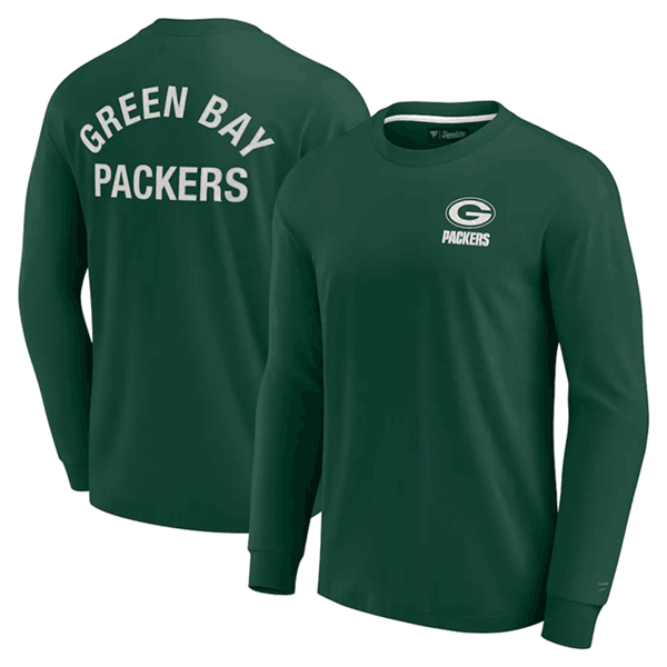Men's Green Bay Packers Green Signature Unisex Super Soft Long Sleeve T-Shirt Men's Green Bay Packers Green Signature Unisex Super Soft Long Sleeve T-Shirt