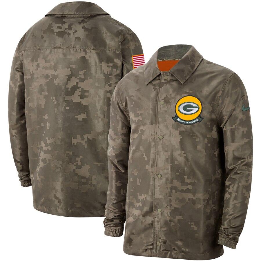 Men's Green Bay Packers Nike Camo 2019 Salute To Service Sideline Full Zip Lightweight Jacket Men's Green Bay Packers Nike Camo 2019 Salute To Service Sideline Full Zip Lightweight Jacket
