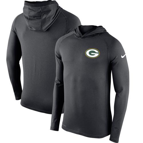 Men's Green Bay Packers Nike Charcoal Stadium Touch Hooded Performance Long Sleeve T-Shirt Men's Green Bay Packers Nike Charcoal Stadium Touch Hooded Performance Long Sleeve T-Shirt