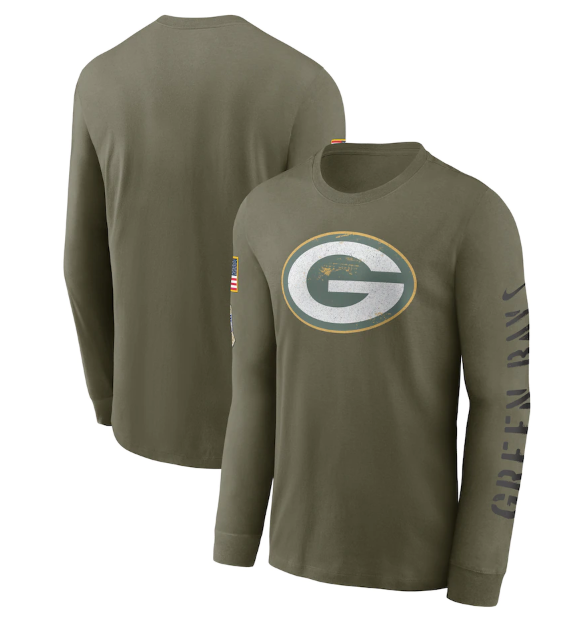 Men's Green Bay Packers Olive 2022 Salute To Service Long Sleeve T-Shirt Men's Green Bay Packers Olive 2022 Salute To Service Long Sleeve T-Shirt