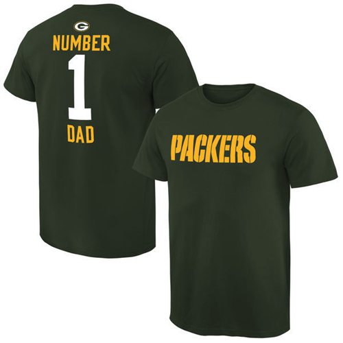 Men's Green Bay Packers Pro Line College Number 1 Dad T-Shirt Green Men's Green Bay Packers Pro Line College Number 1 Dad T-Shirt Green