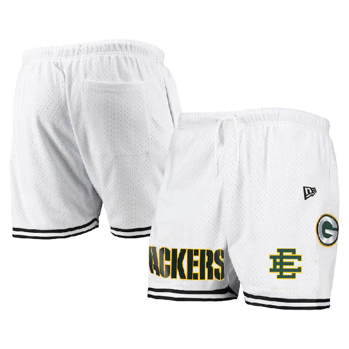 Men's Green Bay Packers Pro White Green Shorts 001 Men's Green Bay Packers Pro White Green Shorts 001