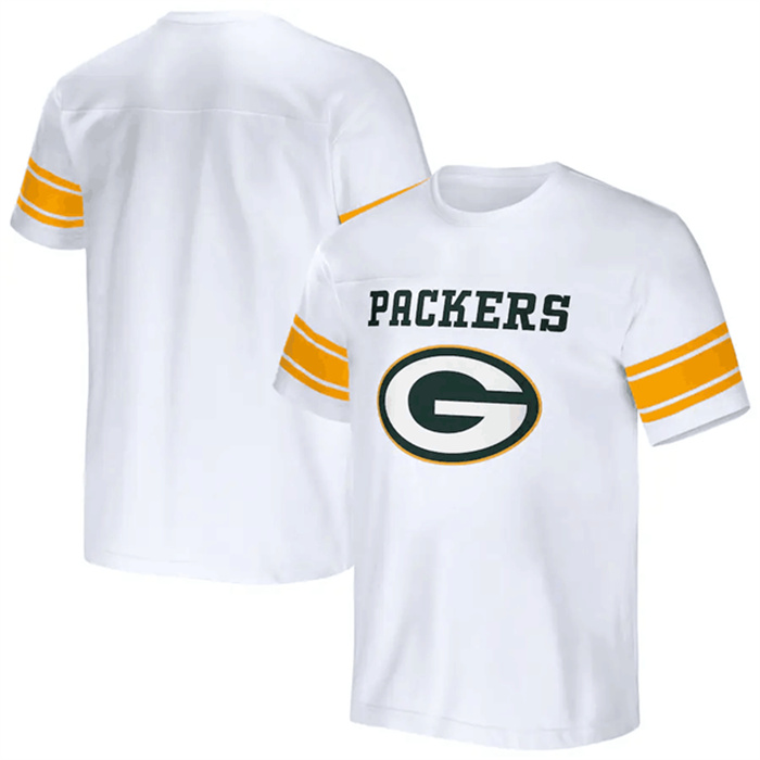 Men's Green Bay Packers White X Darius Rucker Collection Football Striped T-Shirt Men's Green Bay Packers White X Darius Rucker Collection Football Striped T-Shirt