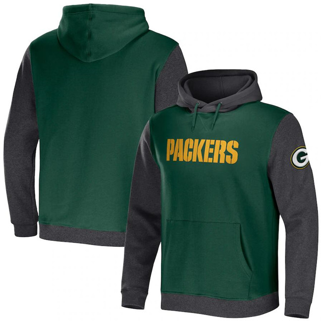 Men's Green Bay Packers X Darius Rucker Collection Green Heather Charcoal Colorblock Pullover Hoodie Men's Green Bay Packers X Darius Rucker Collection Green Heather Charcoal Colorblock Pullover Hoodie