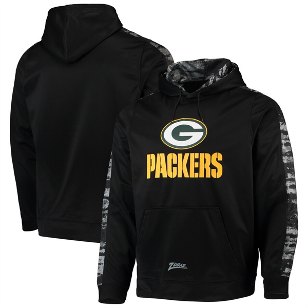 Men's Green Bay Packers Zubaz Black Tonal Oxide Pullover Hoodie Men's Green Bay Packers Zubaz Black Tonal Oxide Pullover Hoodie