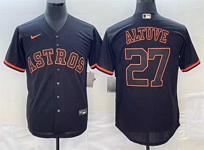 Men's Houston Astros #27 Jose Altuve Black Cool Base Stitched Jersey Men's Houston Astros #27 Jose Altuve Black Cool Base Stitched Jersey