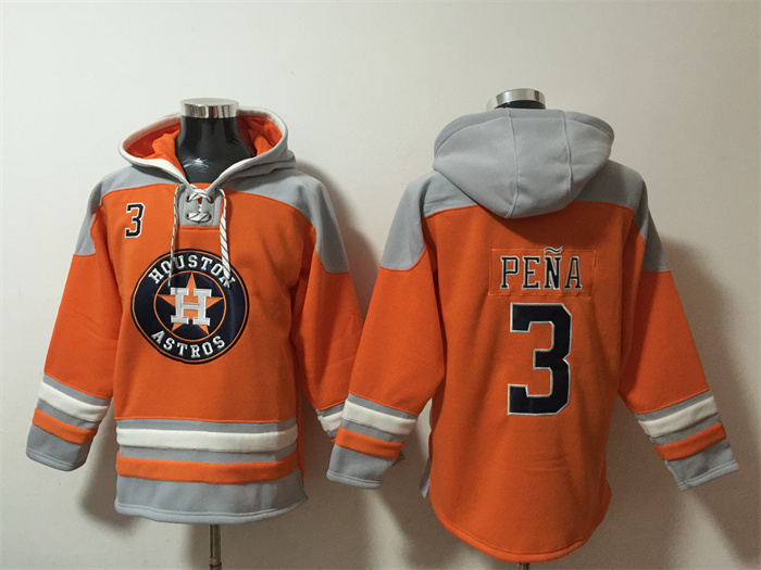 Men's Houston Astros #3 Jeremy Pe?a Orange Ageless Must-Have Lace-Up Pullover Hoodie Men's Houston Astros #3 Jeremy Pe?a Orange Ageless Must-Have Lace-Up Pullover Hoodie