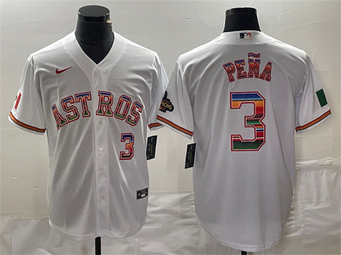 Men's Houston Astros #3 Jeremy Pe?a White Mexico Cool Base Stitched Baseball Jersey Men's Houston Astros #3 Jeremy Pe?a White Mexico Cool Base Stitched Baseball Jersey