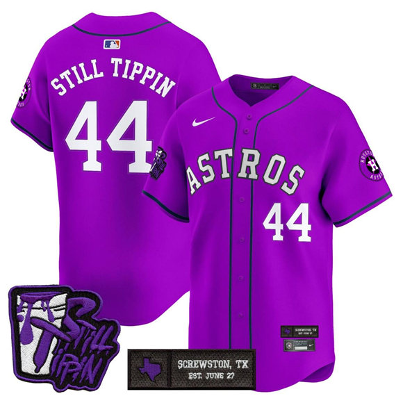 Men's Houston Astros #44 Still Tippin DJ Screw Still Tippin Purple Patch Vapor Limited Stitched Baseball Jersey Men's Houston Astros #44 Still Tippin DJ Screw Still Tippin Purple Patch Vapor Limited Stitched Baseball Jersey