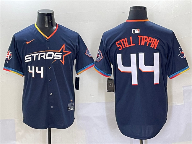 Men's Houston Astros #44 Still Tippin Navy 2025 City Connect With Texas Patch Limited Stitched Baseball Jersey Men's Houston Astros #44 Still Tippin Navy 2025 City Connect With Texas Patch Limited Stitched Baseball Jersey