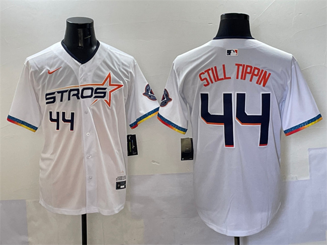 Men's Houston Astros #44 Still Tippin White 2025 City Connect Limited Stitched Baseball Jersey Men's Houston Astros #44 Still Tippin White 2025 City Connect Limited Stitched Baseball Jersey