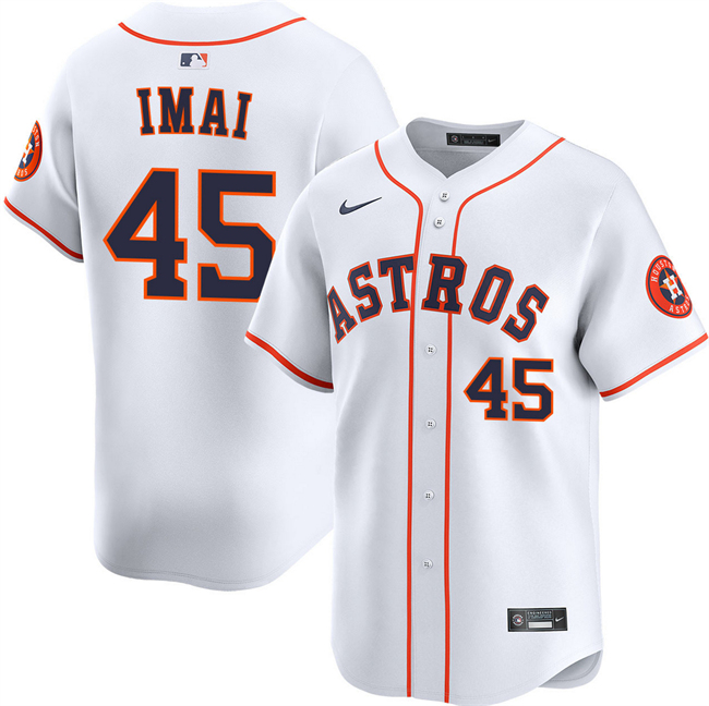 Men's Houston Astros #45 Tatsuya Imai White 2026 Home Limited Stitched Baseball Jersey Men's Houston Astros #45 Tatsuya Imai White 2026 Home Limited Stitched Baseball Jersey