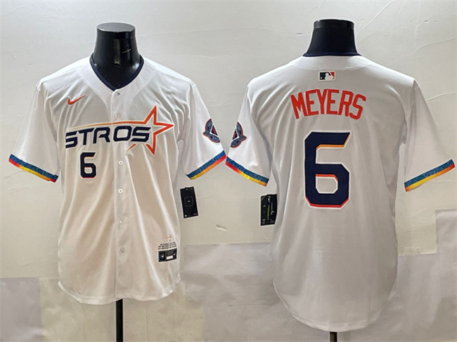 Men's Houston Astros #6 Jake Meyers White 2025 City Connect Limited Stitched Baseball Jersey Men's Houston Astros #6 Jake Meyers White 2025 City Connect Limited Stitched Baseball Jersey