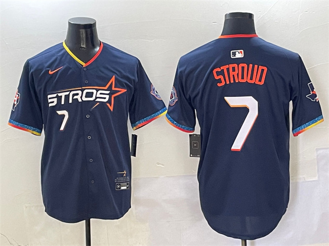Men's Houston Astros #7 C.J. Stroud Navy 2025 City Connect With Texas Patch Limited Stitched Baseball Jersey Men's Houston Astros #7 C.J. Stroud Navy 2025 City Connect With Texas Patch Limited Stitched Baseball Jersey