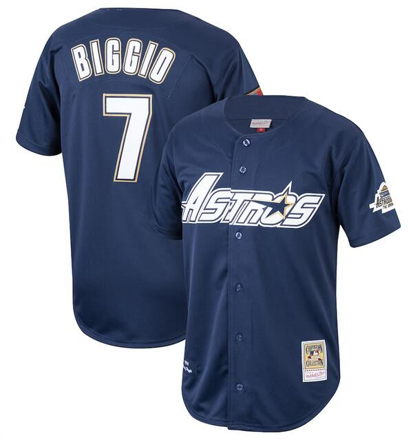 Men's Houston Astros #7 Craig Biggio Navy 1994 Stitched Baseball Jersey Men's Houston Astros #7 Craig Biggio Navy 1994 Stitched Baseball Jersey