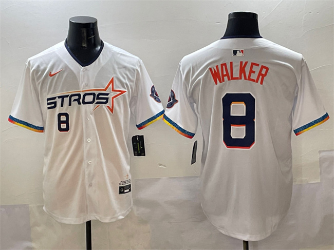 Men's Houston Astros #8 Christian Walker White 2025 City Connect Limited Stitched Baseball Jersey Men's Houston Astros #8 Christian Walker White 2025 City Connect Limited Stitched Baseball Jersey