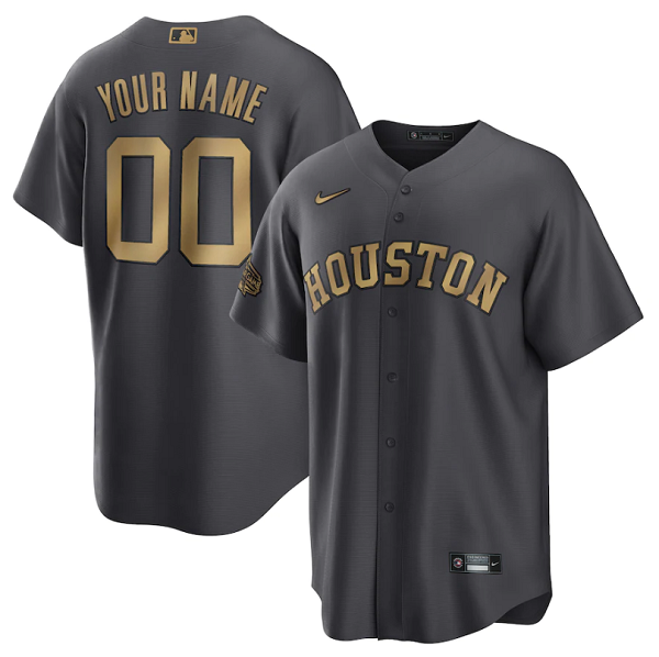 Men's Houston Astros Active Player Custom 2022 All-Star Charcoal Cool Base Stitched Baseball Jersey Men's Houston Astros Active Player Custom 2022 All-Star Charcoal Cool Base Stitched Baseball Jersey