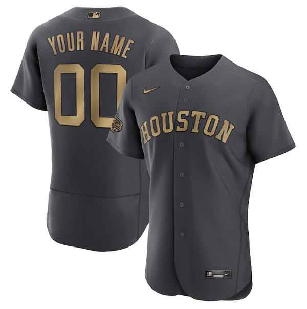 Men's Houston Astros Active Player Custom 2022 All-Star Charcoal Flex Base Stitched Baseball Jersey Men's Houston Astros Active Player Custom 2022 All-Star Charcoal Flex Base Stitched Baseball Jersey
