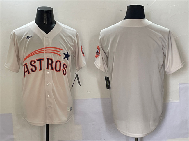 Men's Houston Astros Blank Cream Throwback Cooperstown Collection Limited Stitched Baseball Jersey Men's Houston Astros Blank Cream Throwback Cooperstown Collection Limited Stitched Baseball Jersey