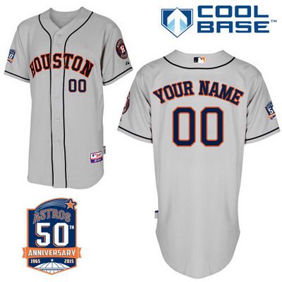 Men's Houston Astros Customized Road Jersey With Commemorative 50th Anniversary Patch Men's Houston Astros Customized Road Jersey With Commemorative 50th Anniversary Patch